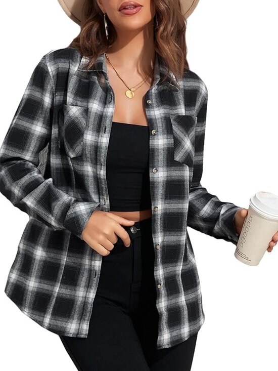Deer Lady Tops - Deer Lady Plaid Flannel Oversized Long Sleeve Shirt (M) - Like New